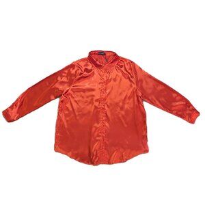 PrettyLittleThing NWT Orange Satin Button Down Shirt Size L Preowned